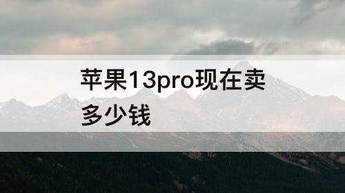 苹果13pro现在卖多少钱